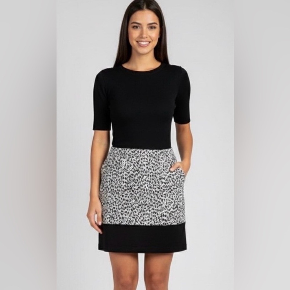 Michael Kors, black/white zebra pattern, mini skirt, black, solid black detail,4